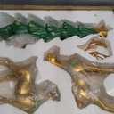 Pinkunn Large Reindeer Figurine Statues and Tree Set of 3-16 - 23''h Resin Gold Heavy Vintage Standing Reindeer Figurines Table Centerpieces for Fireplace Tree Skirt Mantel Shelf Home Decorations