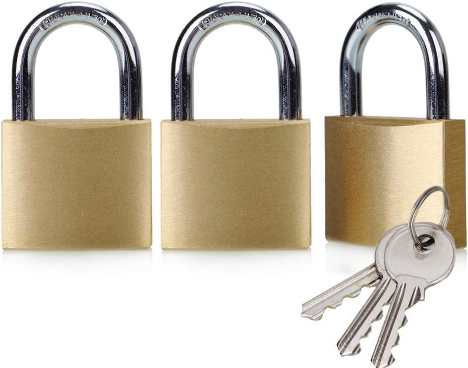ABRAFOX Solid Brass Keyed Padlock, 3 Pack