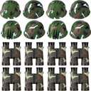 Sratte 16 Pcs Army Helmets For Kids 8 Plastic Camouflage Hats Soldier Hats And 8 Binoculars With Neck String For Kids Camo Costume Hat Summer