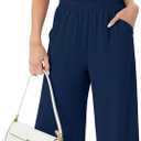 GRECERELLE Two Piece Sets for Women Sleeveless Crop Top Wide Leg Pants Sweat Set for Women Tracksuits 2026 Summer (M)