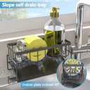 Sponge Holder for Kitchen Sink, Sink Caddy Organizer,Kitchen Essentials for Countertop-Self Drain Sponge Rack,Soap Dispenser Storage,Rustproof Stainless Steel,Black