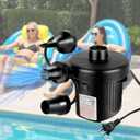 Air Pump for Inflatables, Air Mattress Pump, Electric Air Pump with 3 Nozzles for Pool Floats, Air Mattress Beds, Inflatable Swimming Pools, Swimming Ring, Vacuum Storage Bag