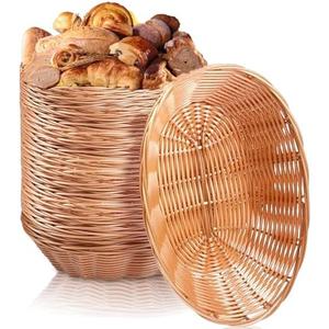 CEZOOWYEX 16 Pack Plastic Small Gift Baskets, Oval Wicker Bread Basket for Party, 9 x 6.5 x 2.48 Inch Empty Tabletop Fruit Vegetables Serving Baskets for Wedding, Mother's day, Christmas, Restaurant