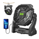 Rechargeable Portable Camping Fan for Tent with LED Light, 270°Pivot USB Personal Battery Powered Fan Outdoor Camping Essentials Battery Operated Portable for Travel X23 Black