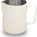 watchget Stainless Steel Milk Frothing Pitcher 12oz/350ml - Espresso Steaming Pitcher for Cappuccino, Latte Art, Coffee Machine Accessories Milk Jug Coffee Frother Cup, Creamy White