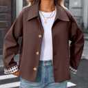 Womens Cropped Trench Coat Spring Fashion 2026 Winter Jackets Lightweight Outfit Single Breasted Trendy Outwear (Brown, M)