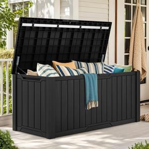 YITAHOME XXL 230 Gallon Large Outdoor Storage Deck Box for Patio Furniture, Outdoor Cushions, Garden Tools and Sports/Pools Equipment, Weather Resistant Resin, Lockable (Black)