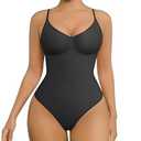FeelinGirl Shapewear Tummy Control Bodysuits for Women Seamless Body Shaper Shapewear Thong Body Shaper XS-S Black