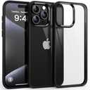 Supdeal Shockproof Clear Case for iPhone 15 Pro, [Not Yellowing] [10FT Military Drop Protection] Hard Clear Back Four Corner Airbags Drop Protection Phone Cover, 6.1 inch, Black