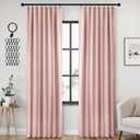 ANRODUO Light Pink Blackout Curtains Nursery Kids Bedroom 84 Inches Long 2 Panels, Baby Pink Room Darkening Light Blocking Rod Pocket and Back Tab Pleated Black Out Curtains with Hooks, Rings