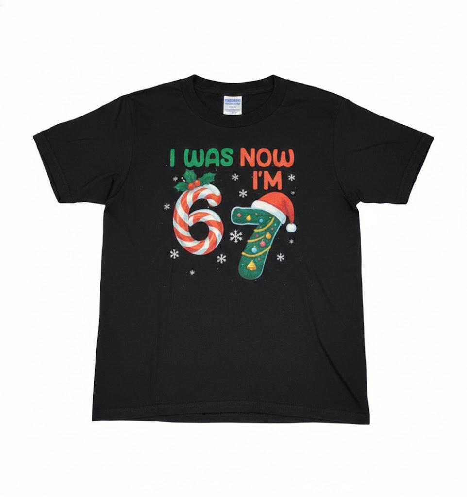 I was 6 Now I'm 7 Kids Christmas shirt Size XS