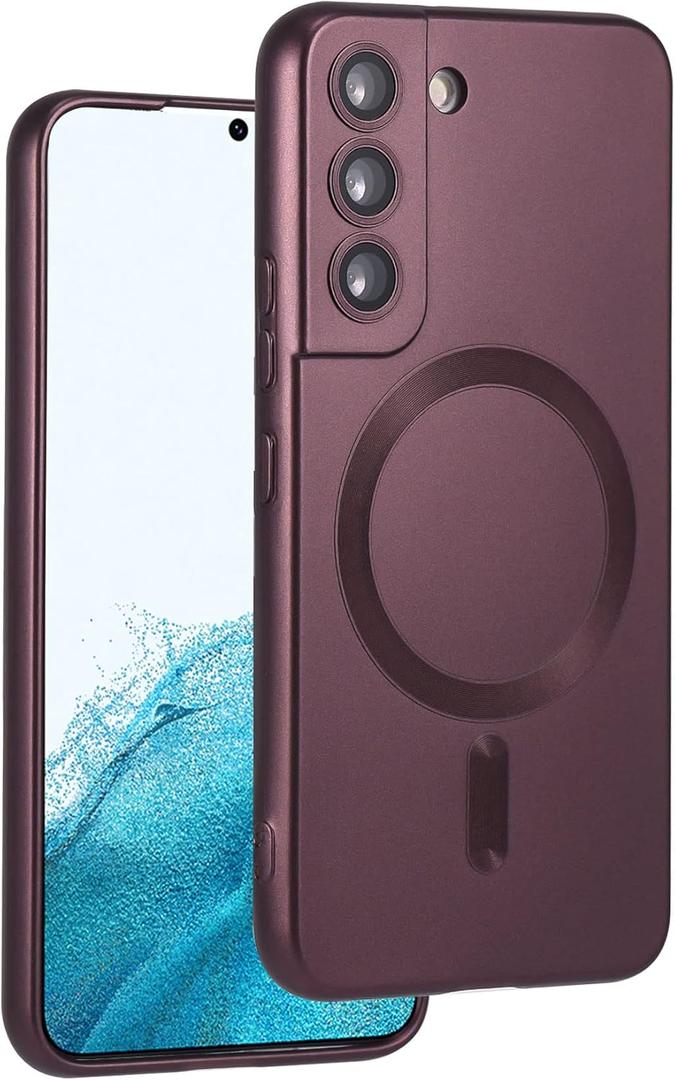 Magnetic for Samsung Galaxy S21 Case,Soft Silicone Slim Fit Anti-Scratch Phone Case Cover with Camera Protection,Compatible with MagSafe,Red