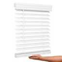 Lotus & Windoware Cordless, 2 Inch Faux Wood Blind, 23" Wide x 36" Long, Window Blinds, Blinds & Shades, Blinds for Indoor Windows, Embossed, Bright White