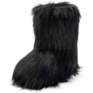 IXU Women's Faux Fur Boot Furry Fluffy Round Toe Suede Snow Winter Women Boots Comfy Plush Warm Short Outdoor Indoor Flat Shoes Mid-Calf Boots. Size 41