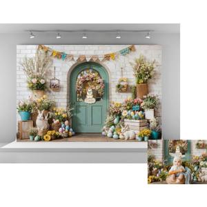 Kate 7x5ft Happy Easter Party Backdrops for Photography Colorful Eggs Shop Background Spring Colorful Flowers Backgrounds Easter Rabbit Holiday Studio Backdrop