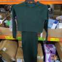 The Shoulder 3/4 Sleeve Batwing HIPS-Wrap Pencil Party Sexy Bodycon Midi Dress Loose (S, Dark Green)