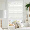 GHV Corded Zebra Blinds for Windows Blackout Dual Layer Privacy Shades for Indoor Windows Light Control for Day and Night Home Office (White, 28 in(W) x 64 in(H)