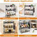 VITVITI 3-Tier Bathroom Organizer Countertop, Metal Wire Mesh Bathroom Counter Organizer Storage with Basket Hooks, Vanity Tray Shelf, Kitchen Spice Rack (Black)