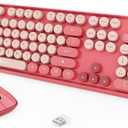 Wireless Keyboard and Mouse Combo, 2.4GHz Colorful Keyboard for Office Computer PC Desktops Laptop (104 Keys-Rose Pink)