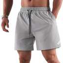 Mens Workout Shorts Lightweight Gym Shorts 7 Inch Quick Dry Athletic Running Shorts with Pockets (Black, Grey)