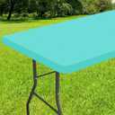 Smiry Rectangle Tablecloth, Elastic Fitted Flannel Backed Vinyl Tablecloths for 6ft Folding Tables, Waterproof Wipeable Table Covers for Indoor, Outdoor, Picnic and Camping (Teal, 36"x72")