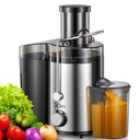 Qcen Juicer Machine, 800W Centrifugal Juicer Extractor with Wide Mouth 3” Feed Chute for Fruit Vegetable, Easy to Clean, Stainless Steel, BPA-free (Black)
