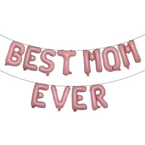 2 x 16" Best Mom Ever Balloons for Mother's Birthday happy Mother's Day Party Events Balloons Supplies, I Love You Best Mom Ever Thanks Giving Party Balloon (BEST MOM EVER Pink)