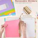 Hardcover Spiral Notebook Journal with Removable Dividers Tabs, 300 Pages Leather 5 Subject Notebook College Ruled, 8"x10" Large B5 Notebooks for Work School Note taking, Lined Journal for Women, Pink