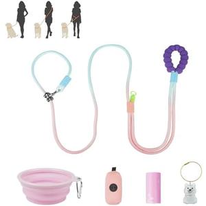 XKGSLNB Hands Free Dog Leash, Comfort Padded Adjustable Belt, Smooth Rotating Clip, Non-Slip Strong Pet Training Lead, 8FT for Small Medium Large Dogs Walking Training(Blue Pink)