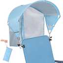 Universal Chair Umbrella Canopy, UPF 50+ Sun Shade with Adjustable Clamp, Fits Most Brands’ Beach, Camping, Lawn, Tanning, Zero Gravity, Lounge & Fishing Chairs, Blue 2 Pack