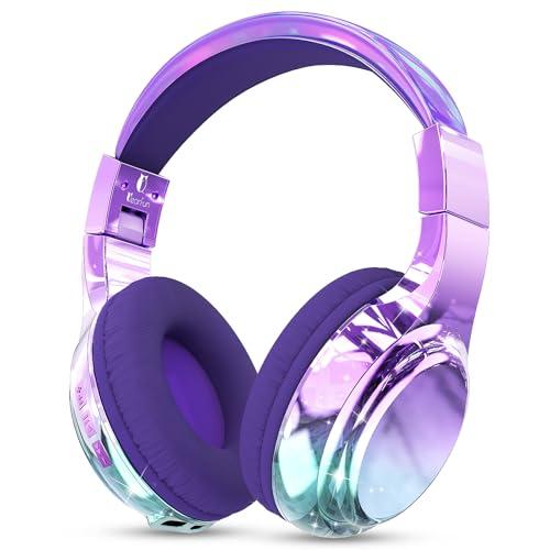 QearFun Kids Bluetooth Headphones, 60H Playtime, 85/94dB Safe Volume Limit, Metallic Gradient Wireless Headset with HD Mic, Fast Charging, Foldable, Wired 3.5mm Mode for School/Tablet/Travel