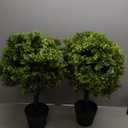 27 Realistic Artificial Boxwood Topiary Trees Set of 2, Faux Boxwood Plants Outdoor UV-Resistant, No Maintenance Curb Appeal Fake Evergreen Bushes & Shrubs for Front Porch Outside Planter Decor