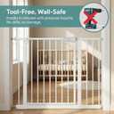 Safety Gate for Stairs & Doorways, Auto-Close Baby Gate or Dog Gate Pressure Mount No Drilling, 30" Tall All Metal Frame with Dual Locking System (White, 30" Tall 29"-43" Wide)