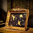 5x7 Vintage Picture Frame, Antique Bronze Gold Ornate Carved Horizontal Landscape Frame with Glass Front, Tabletop & Wall Hanging Retro Home Decor Photo Gallery Art