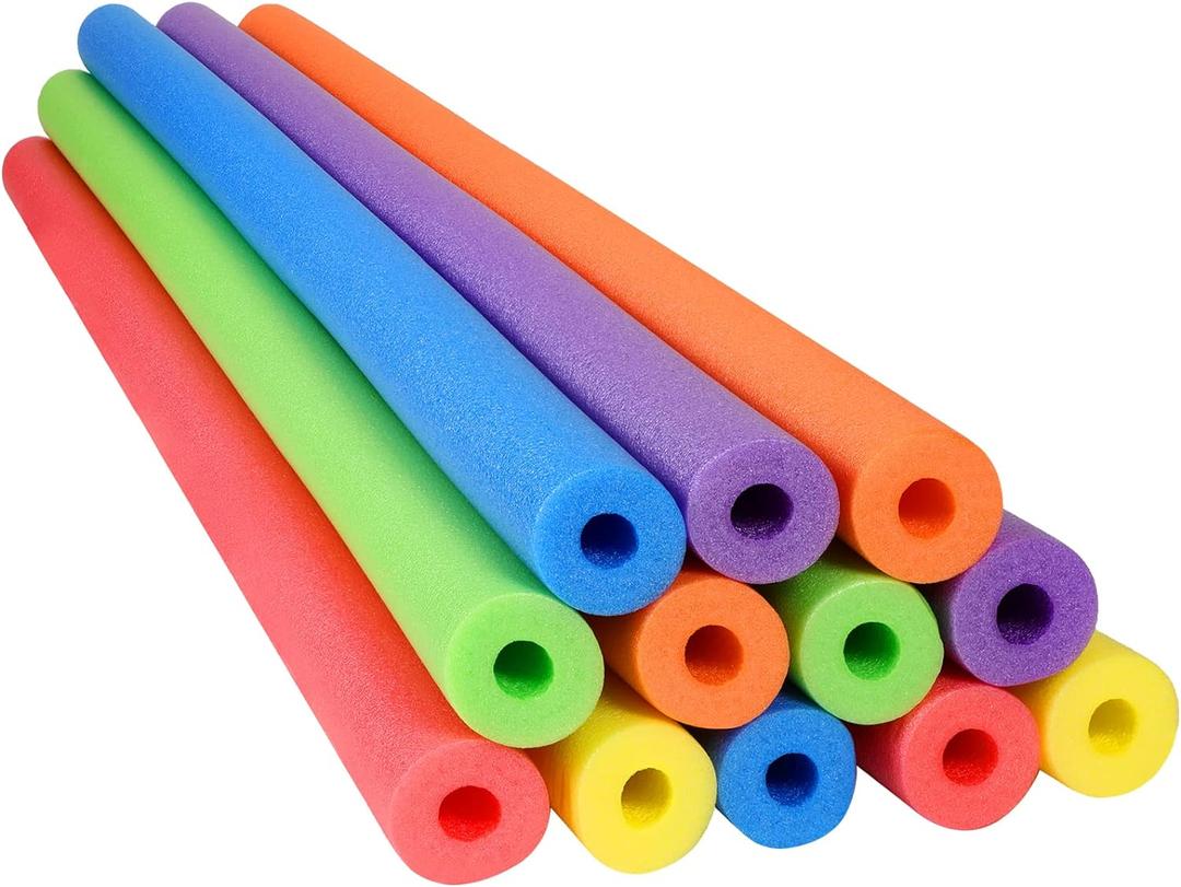 Nezyo 12 Pack Pool Noodles Foam Swim Noodles 52 Inch Jumbo Hollow Swimming Pool Noodle Bulk Floats Heavy Duty for Xmas Decoration Craft Projects Padding Bumper (Mix Colors)