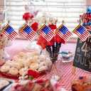 Watayo 8 PCS American Flag Glass Ornaments, Patriotic Glass Blown Flag Ornaments, 4th of July USA Flags Hanging Tree Decorations for Independence Memorial Veterans Day Decor