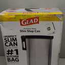 Glad Slim Trash Can with Clorox Odor Protection - Narrow Kitchen Garbage Bin with Soft Close Lid, Step On Foot Pedal and Waste Bag Roll Holder, Stainless Steel, 12 Gallon/45 Liter