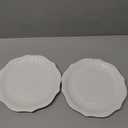 SOUJOY Set of 6 Salad Plate, 8 Inch Porcelain Dessert Serving Plates, Embossed Printing Small Dinner Dish for Pancakes, Steak, Microwave, Dishwasher Safe