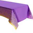 ZULADISE 2 Pack Premium Purple and Gold Plastic Tablecloths – Thick, Durable, Reusable Table Covers (54 x 108 in) – Stylish Party Decor for Birthday, Rapunzel, Tangled, Purple Birthday Decorations