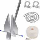 Fluke Style Boat Anchor Kit, Heavy Duty Galvanized Danforth Anchor, 13LB