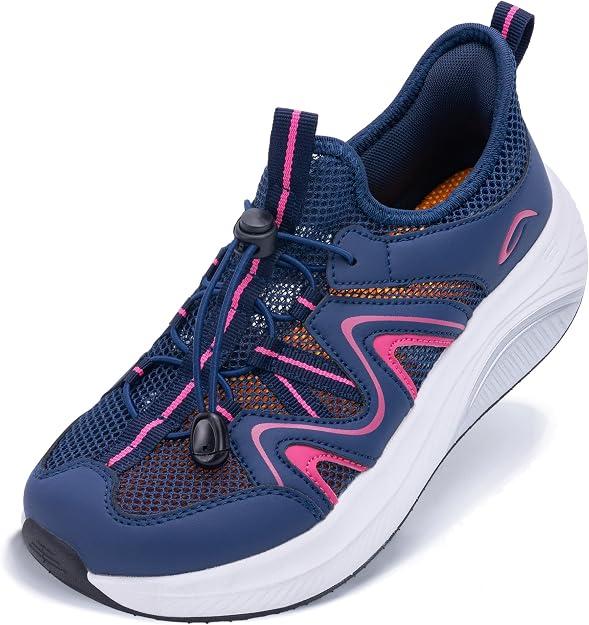 Artlea Wide Toe Box Shoes Women Walking Shoes Arch Support Plantar Fasciitis Orthotic Sneakers Slip On Running Tennis Shoes Size 7.5 RoseBlueRed