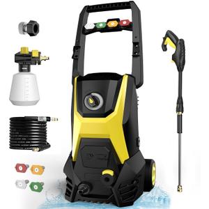 Electric Pressure Washer, 4800PSI Max 3.0 GPM Power Washer with 20FT Hose, 35FT Cord, 4 Nozzles Foam Cannon High Pressure Washer for Car Patio Garden (Black)