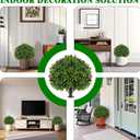 Artificial Boxwood Topiary Tree with Olive, Set of 2 Artificial Shrub Bushes with Ground Spike, Fake Evergreen Tree for Porch, Artificial Plants for Outdoor Planters Indoor UV Resistant