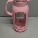 Delove 68 oz/2 Liter Glass Pitcher with Shatterproof Shell - Heat Resistant Glass Liner - Stainless Steel Lid - Carafe & Jug for Iced Tea,Hot/Cold Water,Homemade Juice Beverages (Pink)