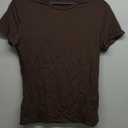 Abardsion Women's Casual Basic Going Out Crop Tops Slim Fit Short Sleeve Crew Neck Tight T Shirts 2025 (Medium, Deep Brown)