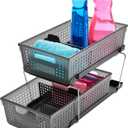 madesmart Two-Tier Under Cabinet Organizer, Sliding Drawer Storage for Cleaning Supplies & Bottles, Carbon