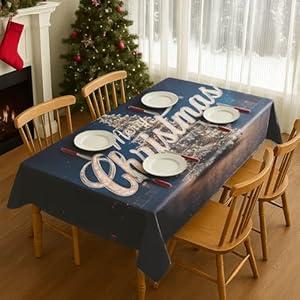 Christmas Tablecloth Traditional Nativity Scene Holy Family Print 83 x 60 Inch Rectangle Table Cover Religious Holiday Dining Room Cloth Winter Xmas Party Decor