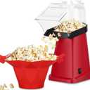 Hot Air Popcorn Popper Maker with Popcorn Bowl, Fast Popcorn Machine in Minutes with Measuring Cup and Butter Melting Tray for Party Kids, Bright Red
