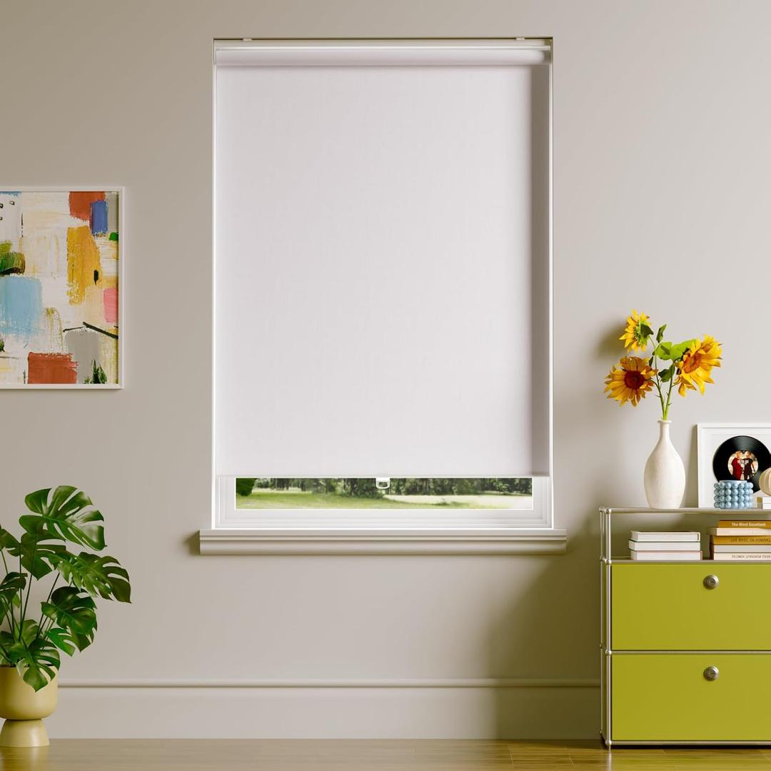 Window Blinds for Home,Cordless Blackout Roller Shades,Pull Down Blinds,Temporary Blackout Shades,Roller Blinds,Inside Mount,Door Curtains,Thermal Insulation Treatments (White, 35" W x 72" H)