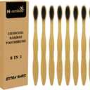 Extra Hard Bamoo Toothbrush 8 Pieces of One Pack Firm Bristles Super Hard Toothbrush